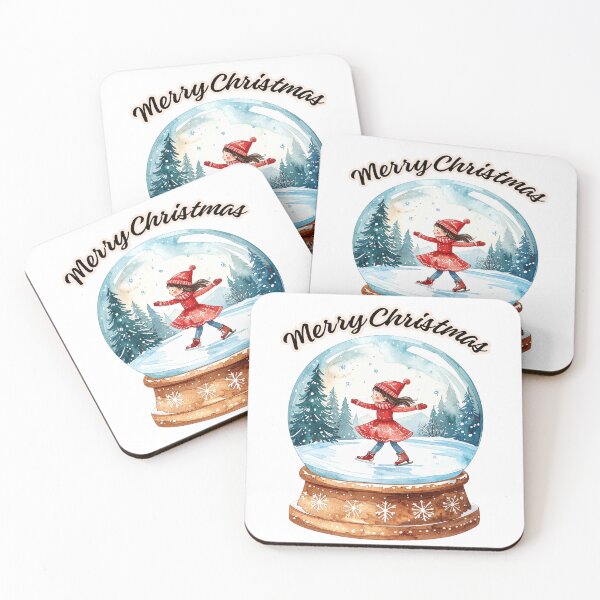 Item preview, Winter fun in a snow globe, ice skating, Merry Christmas designed and sold by LiskoDesign.