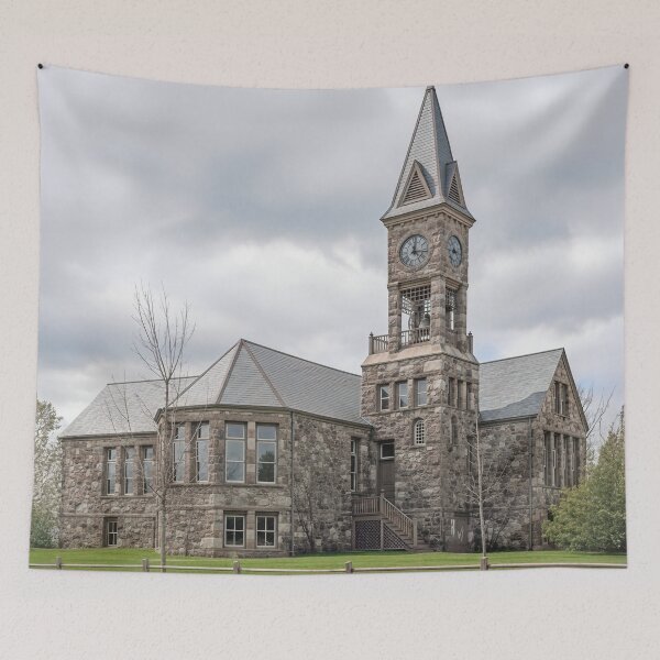 Item preview, Historic Stone Clock Tower School Building designed and sold by plugsnpixels.