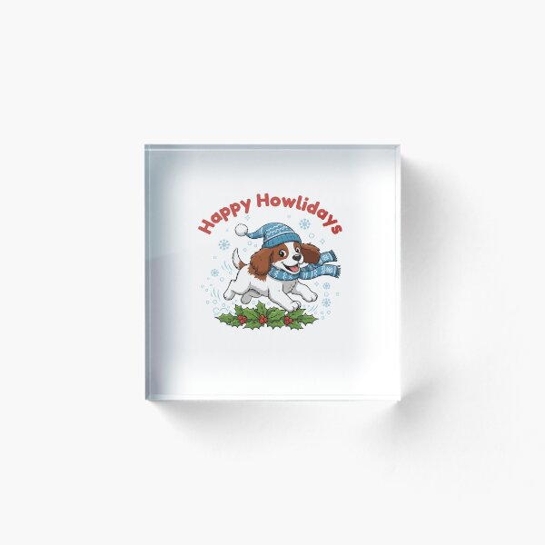 Item preview, Happy Howlidays Welsh Springer Spaniel – Cute Christmas Dog in Winter Scarf designed and sold by The Real Life Symphony.