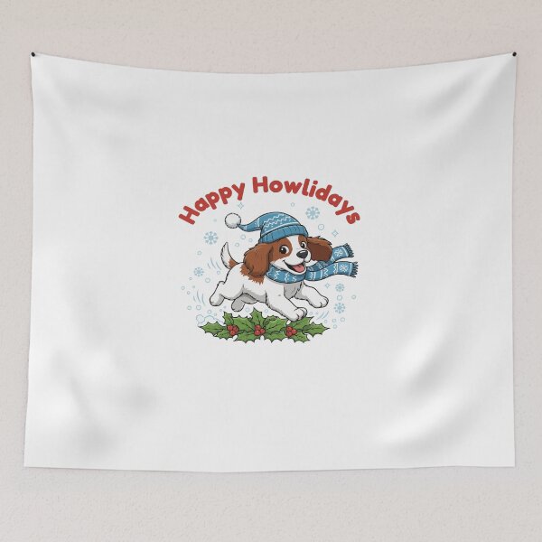 Item preview, Happy Howlidays Welsh Springer Spaniel – Cute Christmas Dog in Winter Scarf designed and sold by The Real Life Symphony.