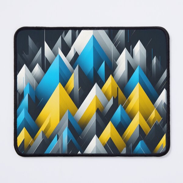 Item preview, Geometric peaks in Ukraine flag colors, abstract and dynamic, dark background, digital art style designed and sold by homydesign.