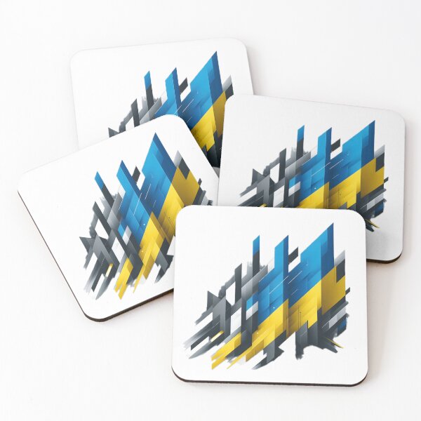 Item preview, Geometric shards in Ukraine flag colors, abstract and dynamic, white background, digital art style designed and sold by homydesign.