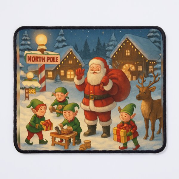 Item preview, Santa Claus with Reindeer and Elves in the Snow | Cozy North Pole Christmas Illustration (Canva AI Generated) designed and sold by elrincondevero.