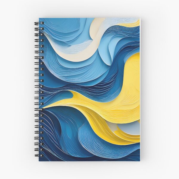 Item preview, Layered blue and yellow paper cutouts create flowing, organic shapes with a textured, three-dimensional effect designed and sold by homydesign.
