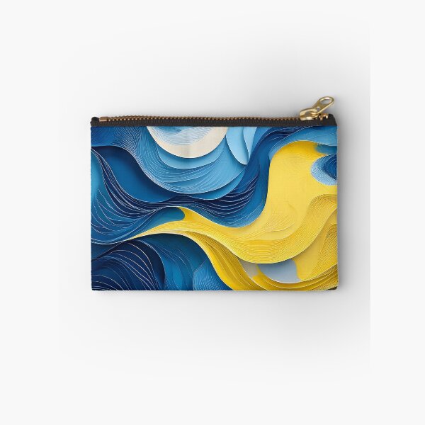 Item preview, Layered blue and yellow paper cutouts create flowing, organic shapes with a textured, three-dimensional effect designed and sold by homydesign.