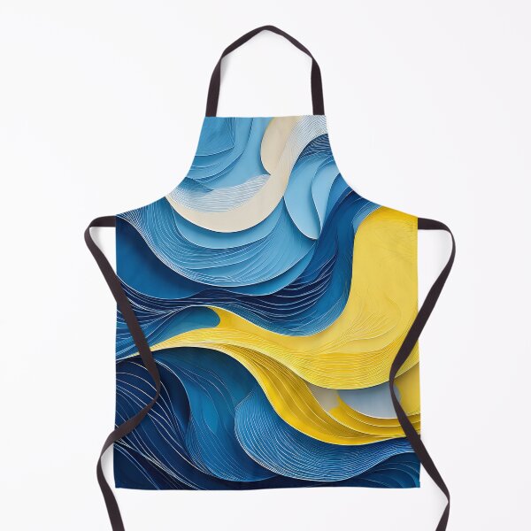 Item preview, Layered blue and yellow paper cutouts create flowing, organic shapes with a textured, three-dimensional effect designed and sold by homydesign.