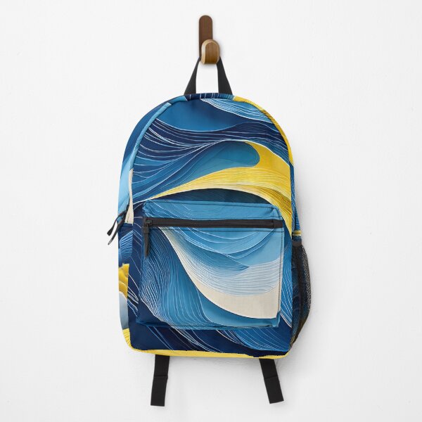 Item preview, Layered blue and yellow paper cutouts create flowing, organic shapes with a textured, three-dimensional effect designed and sold by homydesign.