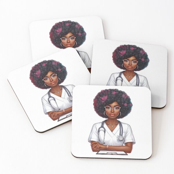 Item preview, Elegant Black Nurse with Glasses | Confident Medical Professional Art designed and sold by Lulunza.
