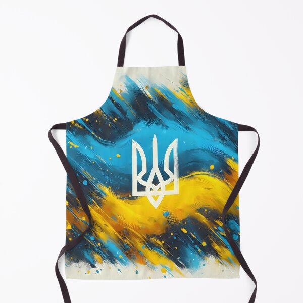 Item preview, Ukrainian trident symbol in white, painted strokes in blue and yellow hues, abstract and dynamic designed and sold by homydesign.