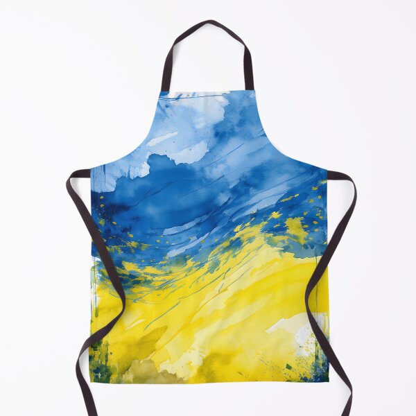 Item preview, An abstract painting in blue and yellow hues with dynamic brushstrokes and drips, creating a textured and expressive composition designed and sold by homydesign.