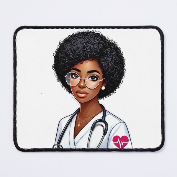 Item preview, Afro Nurse with Stethoscope | Strong Black Woman in Healthcare Illustration designed and sold by Lulunza.
