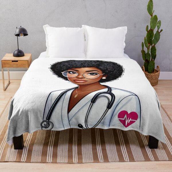 Item preview, Afro Nurse with Stethoscope | Strong Black Woman in Healthcare Illustration designed and sold by Lulunza.