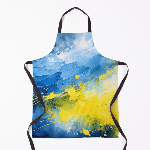 Item preview, An abstract painting in blue and yellow hues with dynamic brushstrokes and drips, creating a textured and expressive composition designed and sold by homydesign.