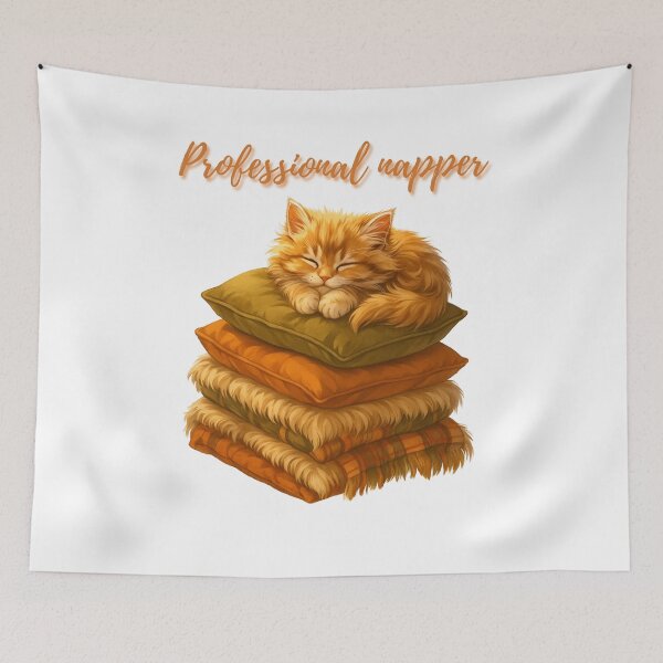 Item preview, Professional Napper – Cozy Fall Cat on Pillows designed and sold by MagicMeow1.