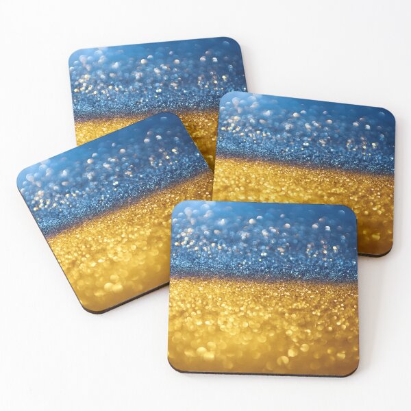 Item preview, Sparkling blue and gold glitter texture, reminiscent of Ukraine's flag colors, with soft bokeh effect designed and sold by homydesign.