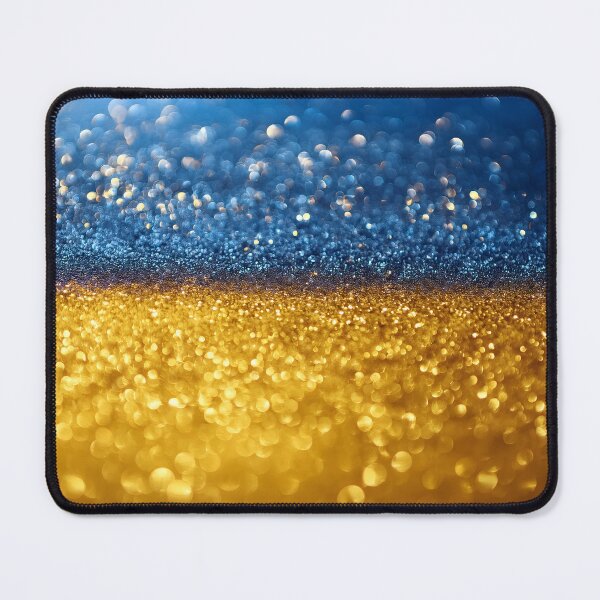 Item preview, Sparkling blue and gold glitter texture, reminiscent of Ukraine's flag colors, with soft bokeh effect designed and sold by homydesign.