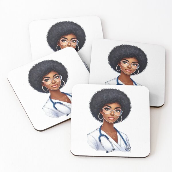 Item preview, Beautiful Black Nurse Portrait | Modern Afro Nurse Artwork designed and sold by Lulunza.