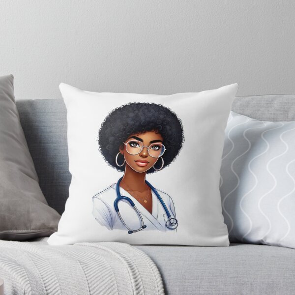 Item preview, Beautiful Black Nurse Portrait | Modern Afro Nurse Artwork designed and sold by Lulunza.