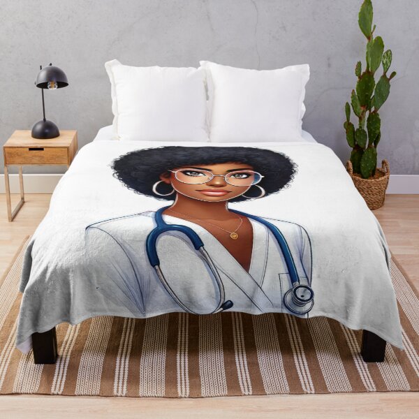 Item preview, Beautiful Black Nurse Portrait | Modern Afro Nurse Artwork designed and sold by Lulunza.