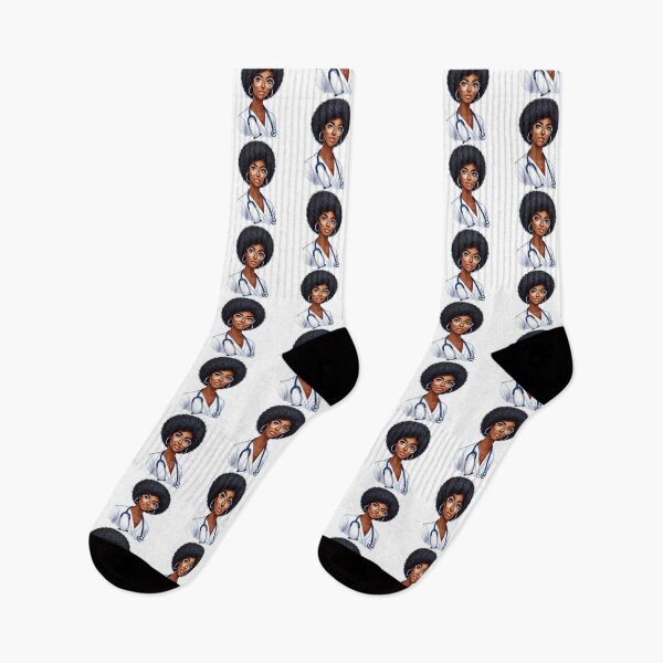 Item preview, Beautiful Black Nurse Portrait | Modern Afro Nurse Artwork designed and sold by Lulunza.