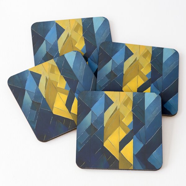 Item preview, Geometric shapes in blue and yellow hues create a structured and dynamic composition with a central stripe designed and sold by homydesign.