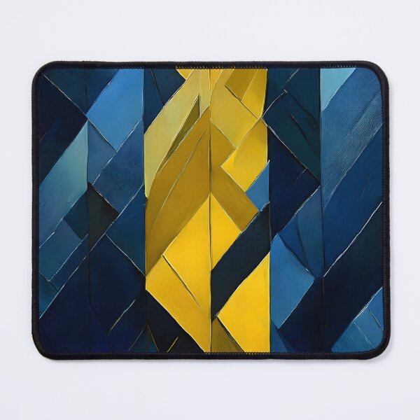 Item preview, Geometric shapes in blue and yellow hues create a structured and dynamic composition with a central stripe designed and sold by homydesign.