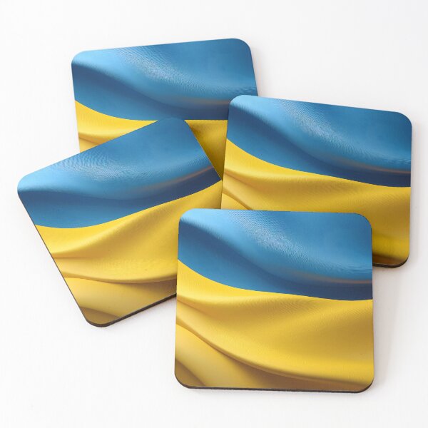 Item preview, A digital rendering of the Ukrainian flag with a flowing, fabric-like texture, showcasing its blue and yellow colors designed and sold by homydesign.