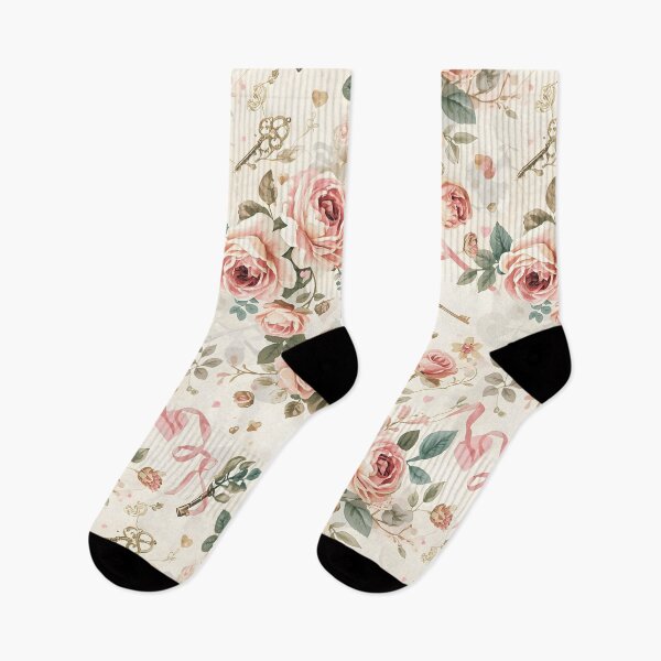 Item preview, Charming Vintage Rose Garden Seamless Pattern with Antique Keys and Hearts designed and sold by MoonlitDoodles1.