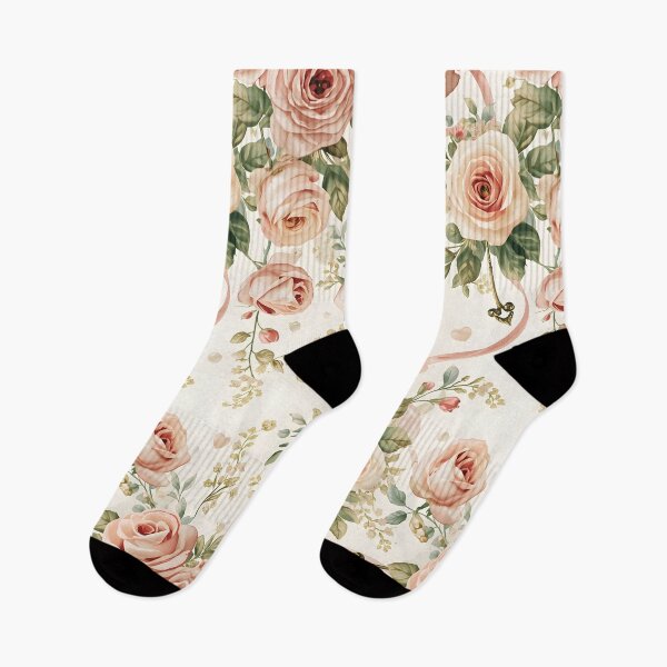 Item preview, Romantic Blush Rose Seamless Pattern with Gentle Ribbons and Golden Keys designed and sold by MoonlitDoodles1.