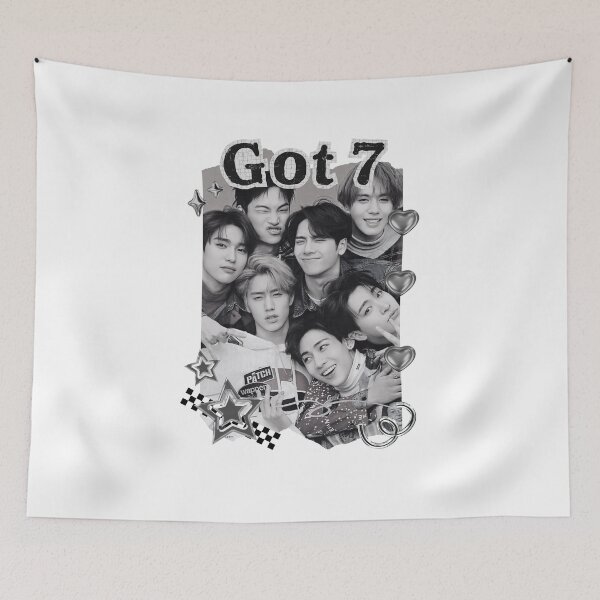 Item preview, Got 7 Korean Boy Group KPop Korean Group Black and White Collage Digital Art Portrait designed and sold by AJUNICE STUDIO.