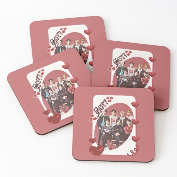 Item preview, Got 7 Korean Boy Group KPop Korean Group Card Red Aesthetic Collage Design designed and sold by AJUNICE STUDIO.