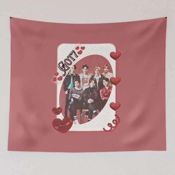 Item preview, Got 7 Korean Boy Group KPop Korean Group Card Red Aesthetic Collage Design designed and sold by AJUNICE STUDIO.