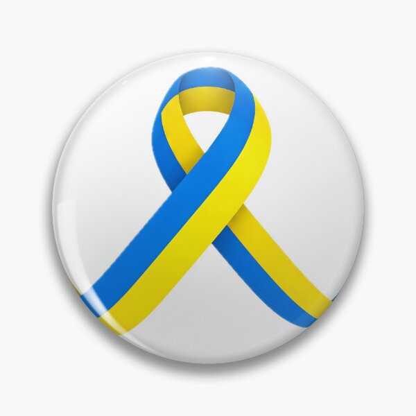 Item preview, A blue and yellow ribbon twists against a white background, symbolizing unity and support designed and sold by homydesign.