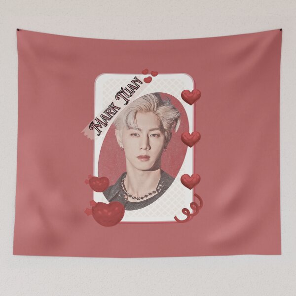 Item preview, Got 7 Mark Korean Boy Group KPop Korean Group Card Red Aesthetic Collage Design designed and sold by AJUNICE STUDIO.