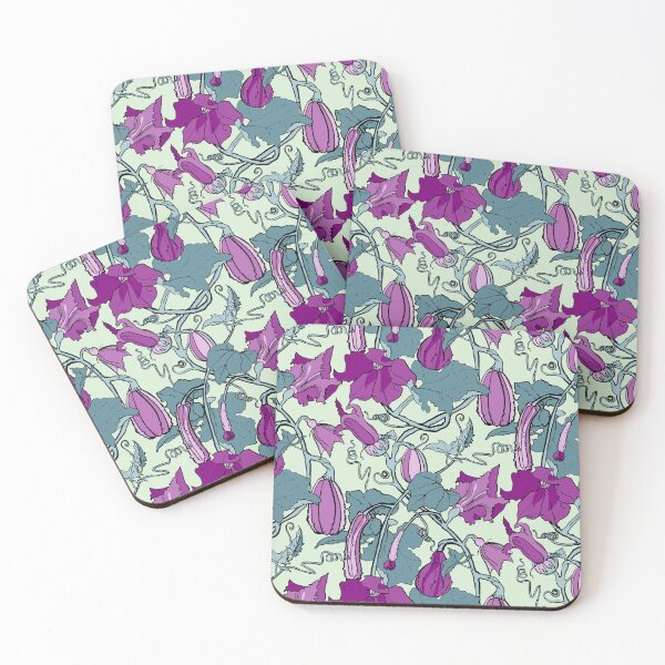Item preview, cucurbits - trailing pumpkin vines in teal and purple designed and sold by kobyakov.