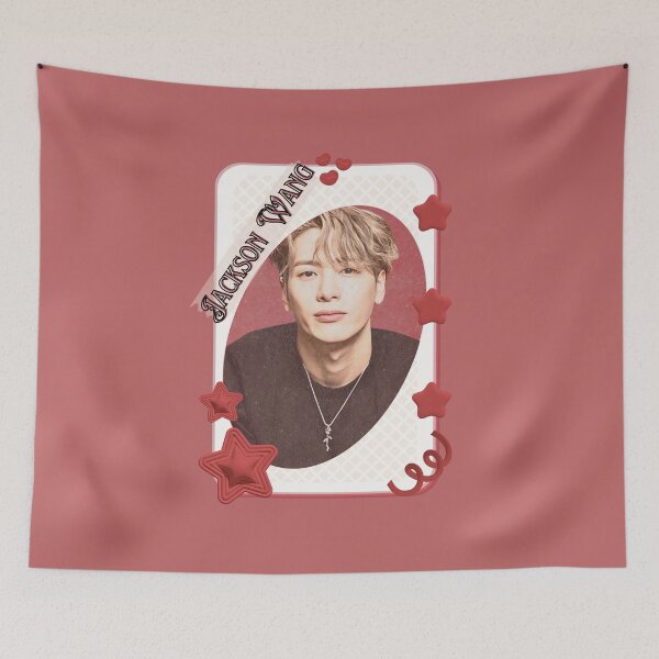 Item preview, Got 7 Jackson Korean Boy Group KPop Korean Group Card Red Aesthetic Collage Design designed and sold by AJUNICE STUDIO.