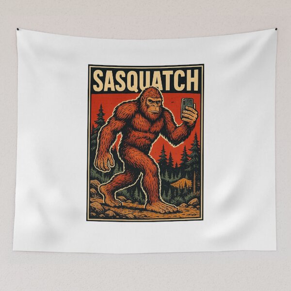 Item preview, Sasquatch Selfie – The Missing Link Goes Viral designed and sold by bisha.