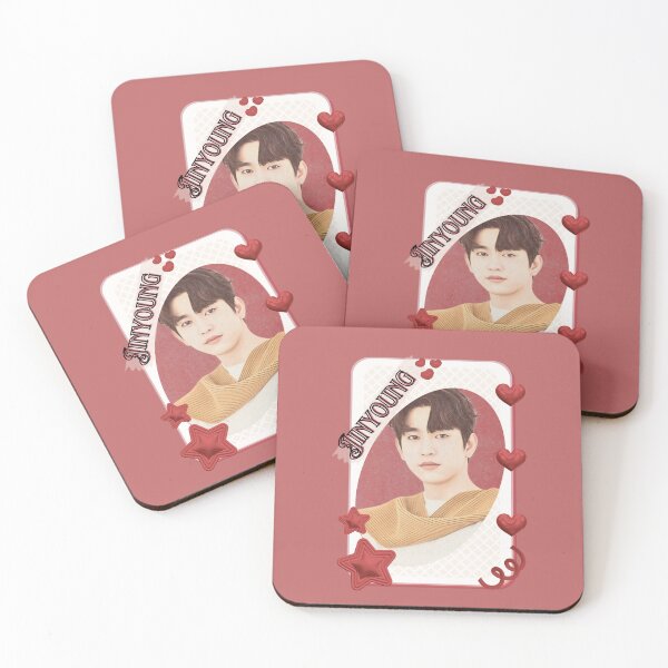 Item preview, Got 7 Jinyoung Korean Boy Group KPop Korean Group Card Red Aesthetic Collage Design designed and sold by AJUNICE STUDIO.
