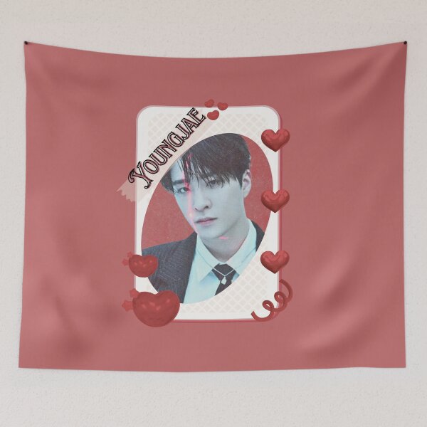 Item preview, Got 7 Youngjae Korean Boy Group KPop Korean Group Card Red Aesthetic Collage Design designed and sold by AJUNICE STUDIO.