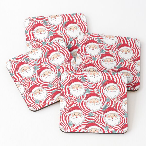 Item preview, Playful Santa Claus Christmas Pattern – Red and White Swirl Background with Peppermints and Snowflakes designed and sold by PixelVibe782.