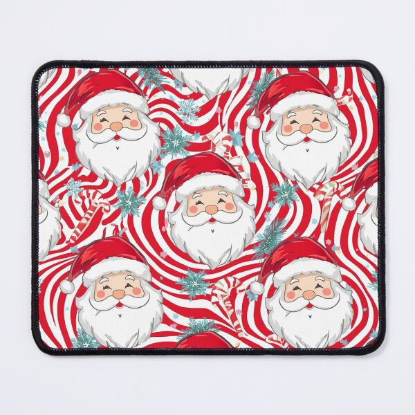 Item preview, Playful Santa Claus Christmas Pattern – Red and White Swirl Background with Peppermints and Snowflakes designed and sold by PixelVibe782.