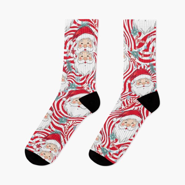 Item preview, Playful Santa Claus Christmas Pattern – Red and White Swirl Background with Peppermints and Snowflakes designed and sold by PixelVibe782.