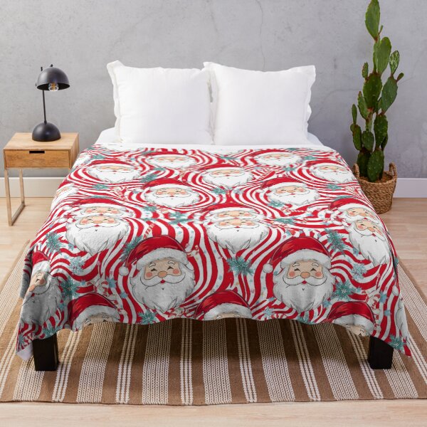 Item preview, Playful Santa Claus Christmas Pattern – Red and White Swirl Background with Peppermints and Snowflakes designed and sold by PixelVibe782.