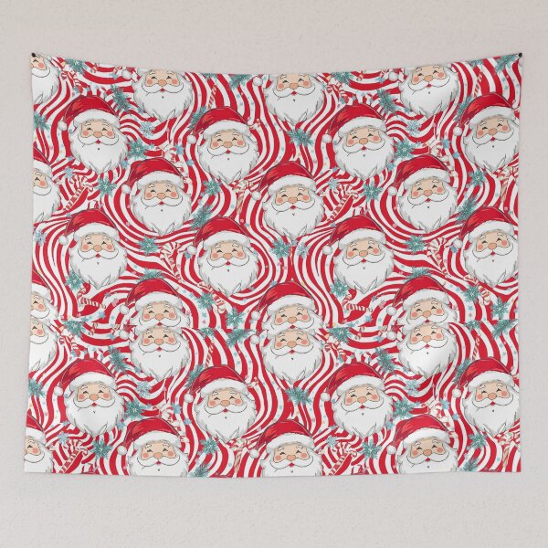 Item preview, Playful Santa Claus Christmas Pattern – Red and White Swirl Background with Peppermints and Snowflakes designed and sold by PixelVibe782.