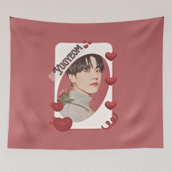 Item preview, Got 7 Yugyeom Korean Boy Group KPop Korean Group Card Red Aesthetic Collage Design designed and sold by AJUNICE STUDIO.