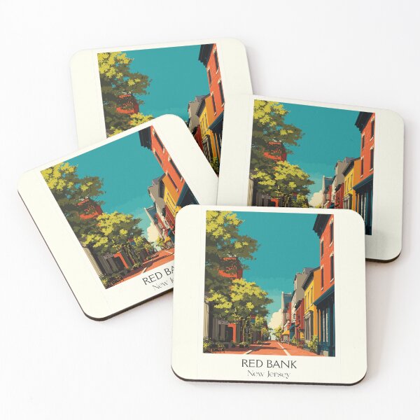 Item preview, Red Bank New Jersey Downtown | Vibrant Street Scene Art designed and sold by TuncGK.