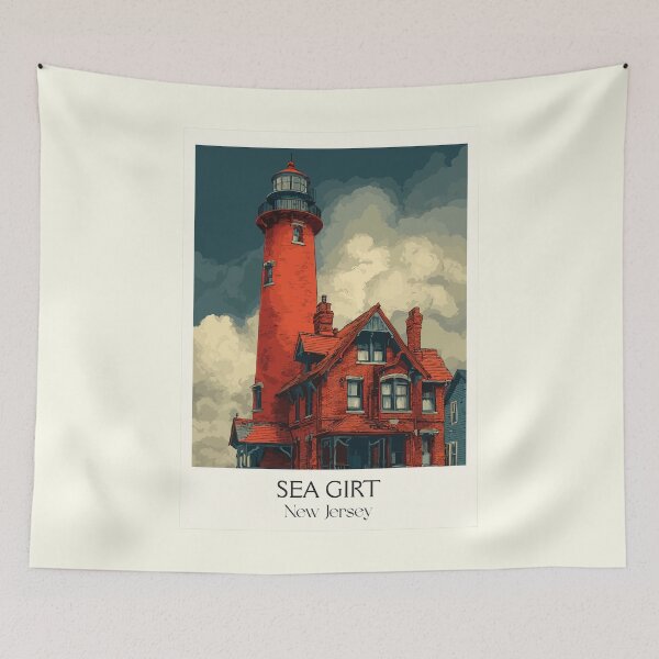 Item preview, Sea Girt New Jersey Lighthouse | Victorian Seaside Art designed and sold by TuncGK.