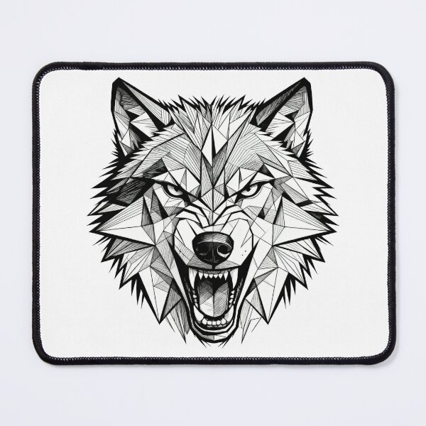 Item preview, Angry Wolf - Prism art - Black and white designed and sold by ThatFrenchMaker.