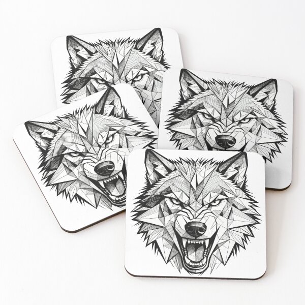 Item preview, Angry Wolf - Prism art - Black and white designed and sold by ThatFrenchMaker.