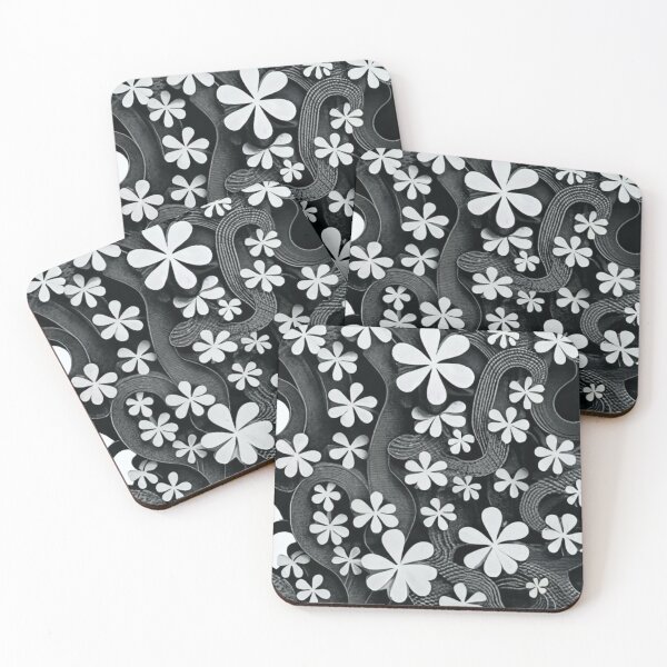 Item preview, shape of clover, four-leaf clover and three-leaf clover. Black and white, conceptual art, illustration, 3D rendering, film, poster designed and sold by gulka8.